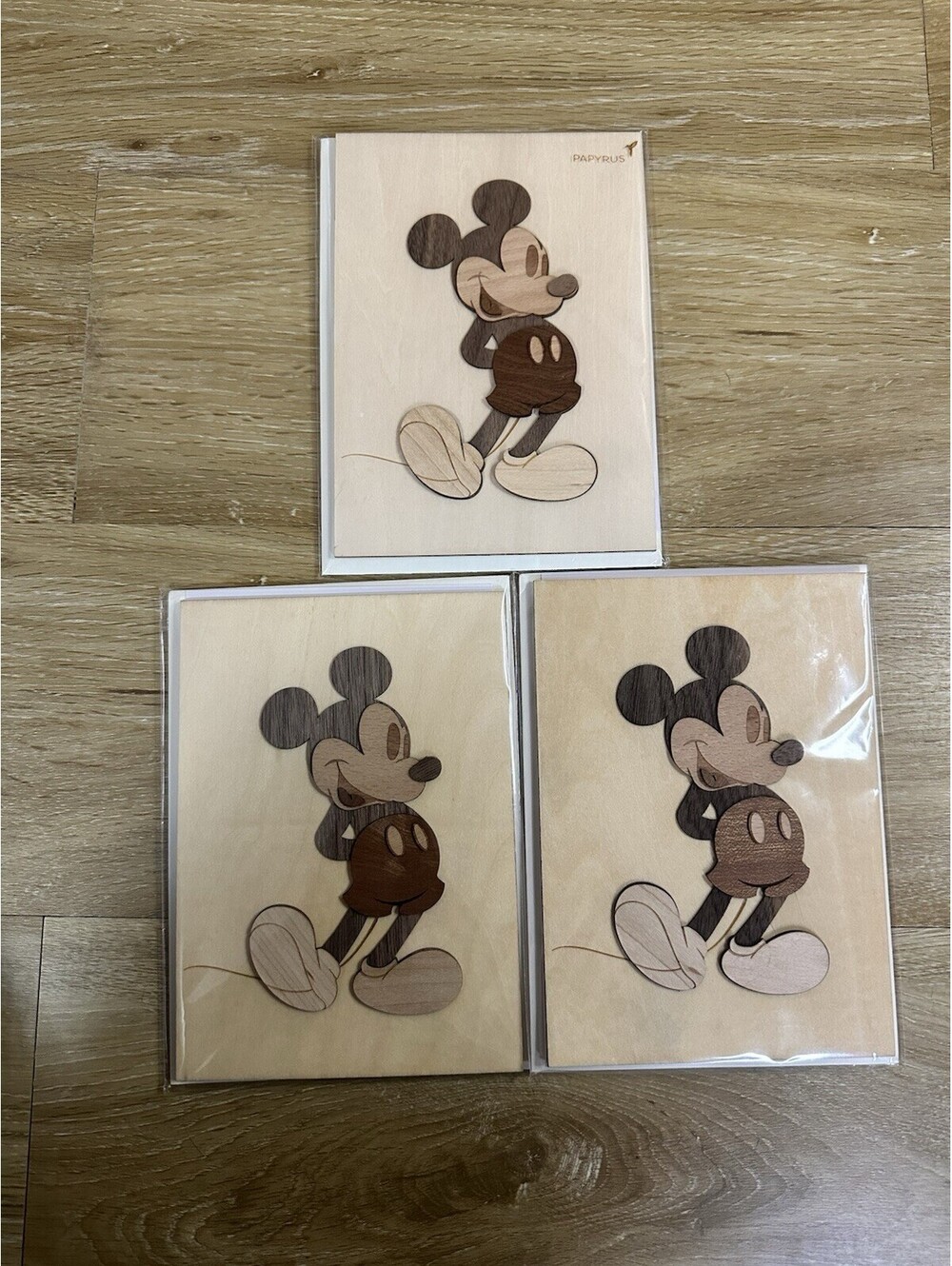 LOT OF 3 Mickey Mouse Lasercut Wood Card - PAPYRUS DISNEY Birthday Card